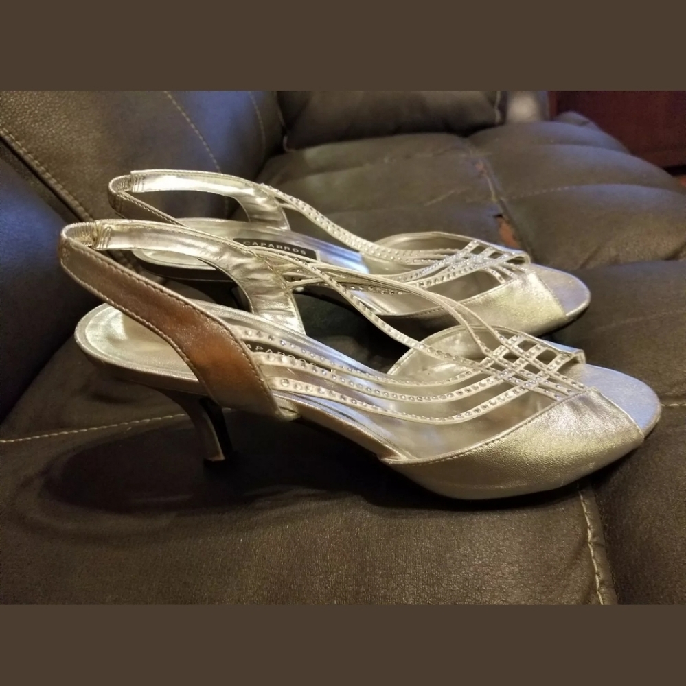 Women's Caparros Silver Ankle Strap High Heels
